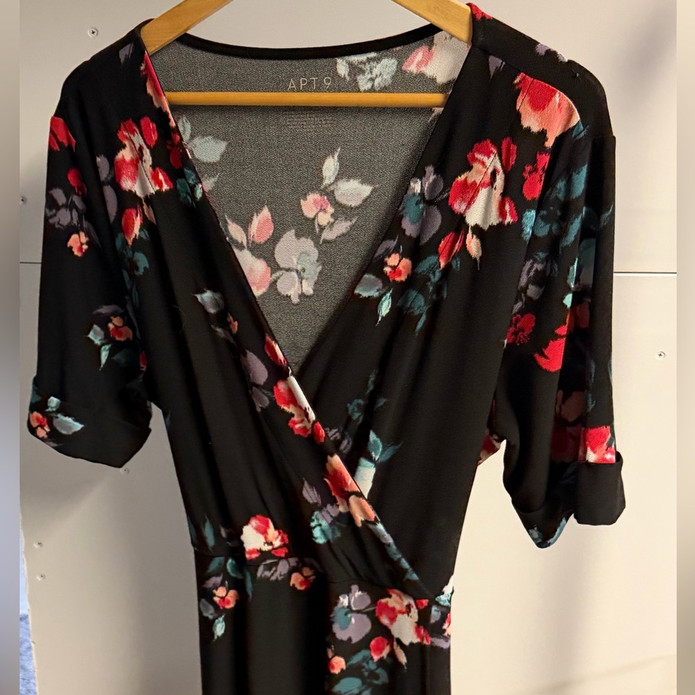 Apt. 9 Women's Floral Wrap Dress - Black and Red